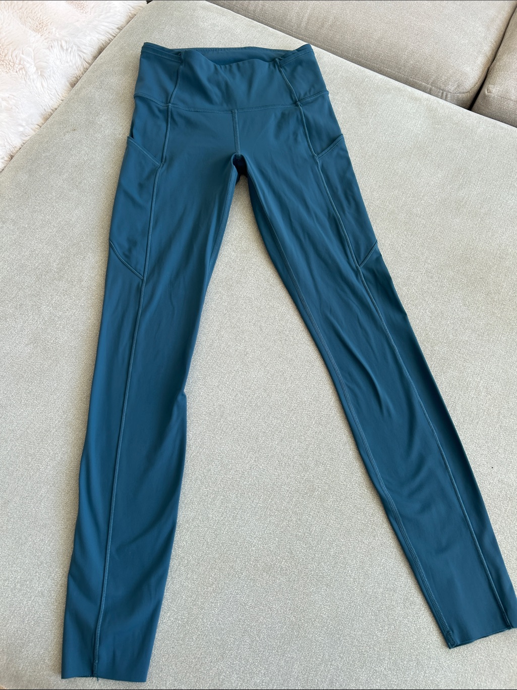 Lululemon Fast & Free Hr Tight 25 Size 4 Blue Running Leggings With Pockets